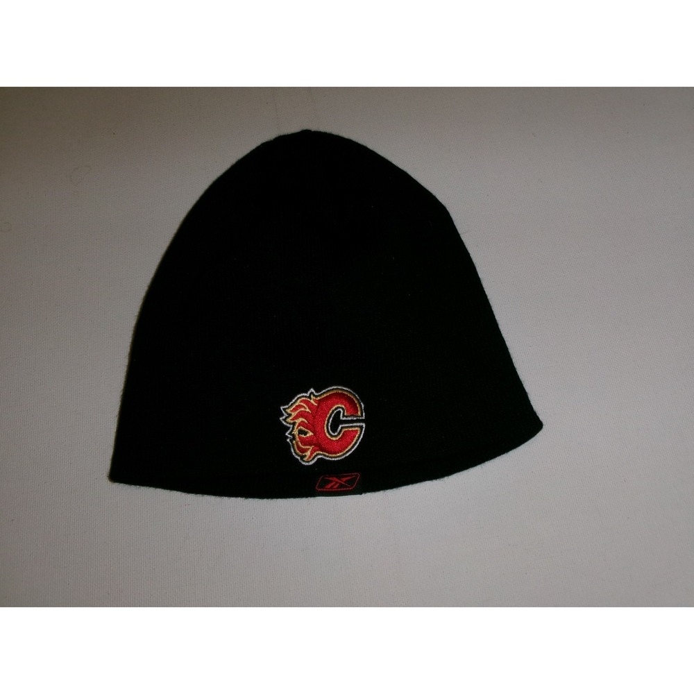 CALGARY FLAMES KNIT BEANIE TOBOGGAN WINTER Y2K 00S HAT CAP VINTAGE S1